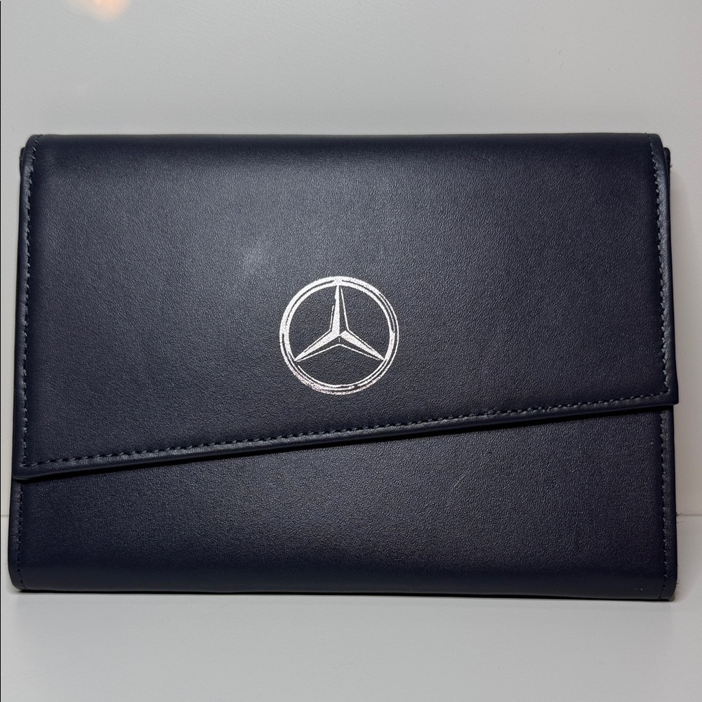 Vintage Mercedes Navy almost black Clutch owners wallet passport cover